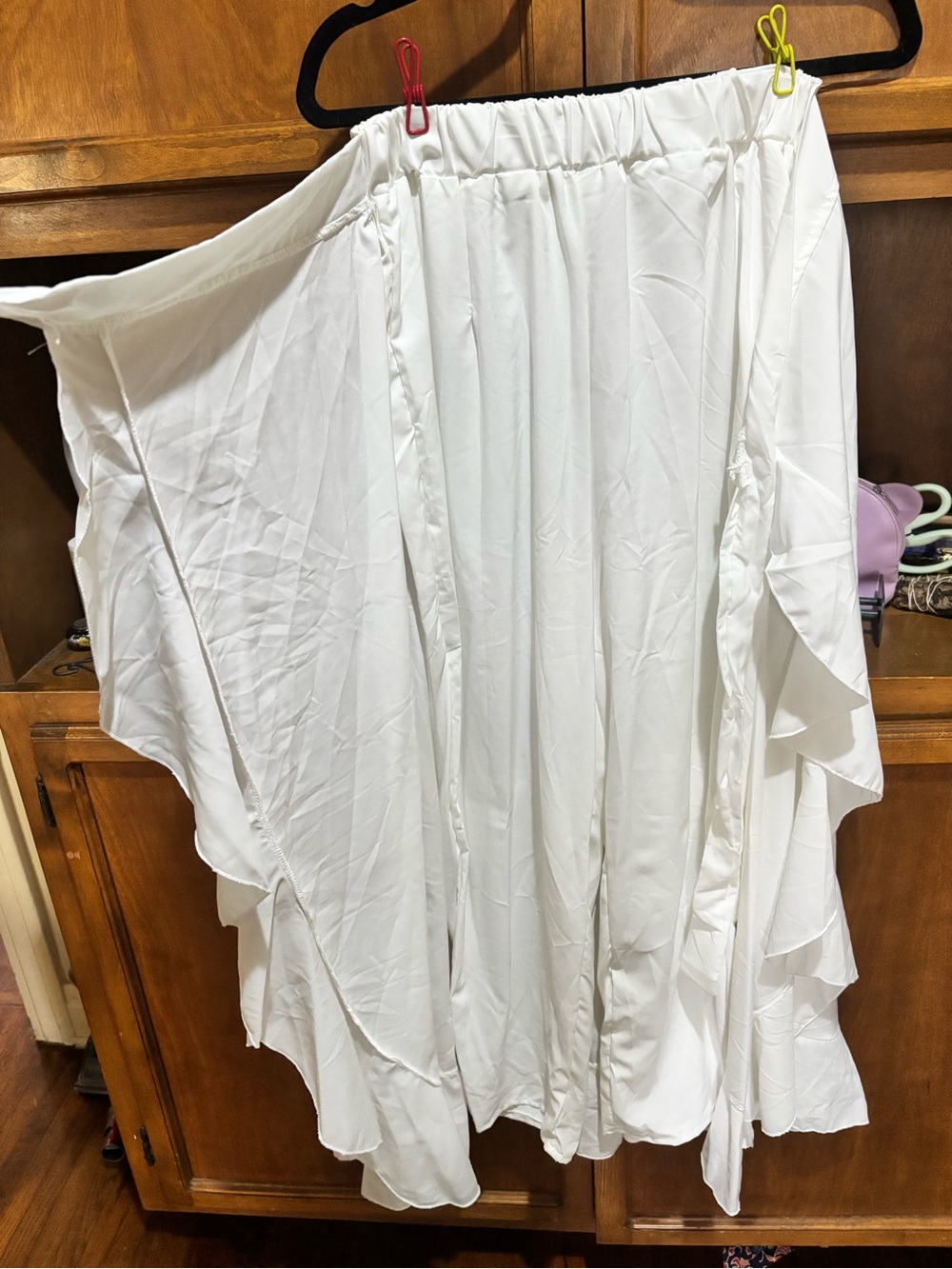 Elegant White Ruffle Wrap Skirt Pants - Picture 5 of 5